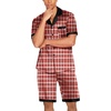 Ekouaer Men Silk Pajamas Set 2 Pieces Satin Pj Button Down Loungewear Sets(Red Plaid)