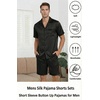 Ekouaer Men Silk Pajamas Set 2 Pieces Satin Pj Button Down Loungewear Sets(Stripe Black)