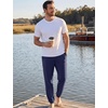 Ekouaer Mens Pajama Pants Jogger Comfy Loungewear with Pockets Drawstring(Black+navy)