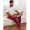 Ekouaer Mens Pajama Pants Jogger Comfy Loungewear with Pockets Drawstring(Red Plaid)