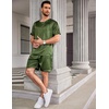 Ekouaer Mens Pajamas Set 2 Piece Silk Pjs Sets Button Down Loungewear(Army Green)