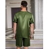 Ekouaer Mens Pajamas Set 2 Piece Silk Pjs Sets Button Down Loungewear(Army Green)