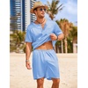 Ekouaer Mens Pajamas Set 2 Piece Silk Pjs Sets Button Down Loungewear(Blue)