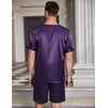 Ekouaer Mens Pajamas Set 2 Piece Silk Pjs Sets Button Down Loungewear(Deep Purple)