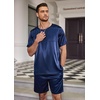 Ekouaer Mens Pajamas Set 2 Piece Silk Pjs Sets Button Down Loungewear(Navy Blue)