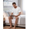 Ekouaer Mens Pajamas Set 2 Piece Silk Pjs Sets Button Down Loungewear(White)