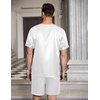 Ekouaer Mens Pajamas Set 2 Piece Silk Pjs Sets Button Down Loungewear(White)