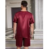 Ekouaer Mens Pajamas Set 2 Piece Silk Pjs Sets Button Down Loungewear(Wine Red)