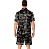 Ekouaer Mens Pajamas Set Silk Satin Pjs Short Sleeve Button Up Lounge Sets(Black Leopard)