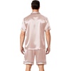 Ekouaer Mens Pajamas Set Silk Satin Pjs Short Sleeve Button Up Lounge Sets(Champagne)