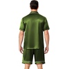 Ekouaer Mens Pajamas Set Silk Satin Pjs Short Sleeve Button Up Lounge Sets(Dark Army Green)