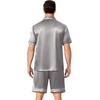 Ekouaer Mens Pajamas Set Silk Satin Pjs Short Sleeve Button Up Lounge Sets(Dark Grey)