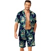 Ekouaer Mens Pajamas Set Silk Satin Pjs Short Sleeve Button Up Lounge Sets(Flamingo Green)