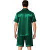 Ekouaer Mens Pajamas Set Silk Satin Pjs Short Sleeve Button Up Lounge Sets(Green)