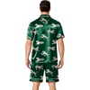 Ekouaer Mens Pajamas Set Silk Satin Pjs Short Sleeve Button Up Lounge Sets(Green Leopard)