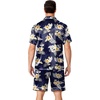 Ekouaer Mens Pajamas Set Silk Satin Pjs Short Sleeve Button Up Lounge Sets(Hawaiian Flowers)