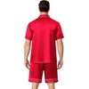 Ekouaer Mens Pajamas Set Silk Satin Pjs Short Sleeve Button Up Lounge Sets(Red)