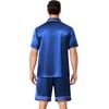 Ekouaer Mens Pajamas Set Silk Satin Pjs Short Sleeve Button Up Lounge Sets(Royal Blue)