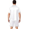 Ekouaer Mens Pajamas Set Silk Satin Pjs Short Sleeve Button Up Lounge Sets(White)