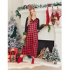 Ekouaer Nightgown for Women Long Sleeve Sleepshirt Full Length Nightshirt(A-red & Black Plaid)