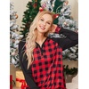 Ekouaer Nightgown for Women Long Sleeve Sleepshirt Full Length Nightshirt(A-red & Black Plaid)