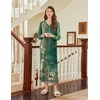 Ekouaer Nightgown for Women Long Sleeve Sleepshirt Full Length Nightshirt(Floral Green)