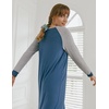 Ekouaer Nightgown for Women Long Sleeve Sleepshirt Full Length Nightshirt(Navy)