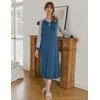Ekouaer Nightgown for Women Long Sleeve Sleepshirt Full Length Nightshirt(Navy)