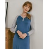Ekouaer Nightgown for Women Long Sleeve Sleepshirt Full Length Nightshirt(Navy)