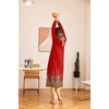 Ekouaer Nightgown for Women Long Sleeve Sleepshirt Full Length Nightshirt(Red Feather Print)