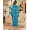 Ekouaer Nightgown for Women Long Sleeve Sleepshirt Full Length Nightshirt(Turquoise Plaid)