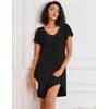 Ekouaer Nightgowns for Women Short Sleeve House Dress Pleated Night Gown(Black)