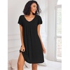 Ekouaer Nightgowns for Women Short Sleeve House Dress Pleated Night Gown(Black)