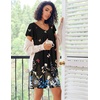Ekouaer Nightgowns for Women Short Sleeve House Dress Pleated Night Gown(Black Butterfly)