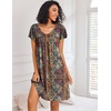 Ekouaer Nightgowns for Women Short Sleeve House Dress Pleated Night Gown(Ethnic Floral)
