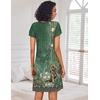Ekouaer Nightgowns for Women Short Sleeve House Dress Pleated Night Gown(Green Floral)