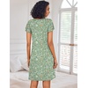 Ekouaer Nightgowns for Women Short Sleeve House Dress Pleated Night Gown(Green Leaves)