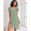 Ekouaer Nightgowns for Women Short Sleeve House Dress Pleated Night Gown(Green Leaves)