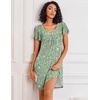 Ekouaer Nightgowns for Women Short Sleeve House Dress Pleated Night Gown(Green Leaves)