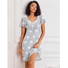 Ekouaer Nightgowns for Women Short Sleeve House Dress Pleated Night Gown(Grey Star)