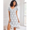 Ekouaer Nightgowns for Women Short Sleeve House Dress Pleated Night Gown(Grey Star)