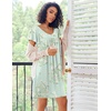 Ekouaer Nightgowns for Women Short Sleeve House Dress Pleated Night Gown(Light Green Floral)