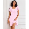 Ekouaer Nightgowns for Women Short Sleeve House Dress Pleated Night Gown(Pink)