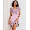 Ekouaer Nightgowns for Women Short Sleeve House Dress Pleated Night Gown(Pink Floral)