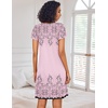 Ekouaer Nightgowns for Women Short Sleeve House Dress Pleated Night Gown(Pink Floral)