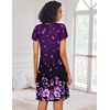 Ekouaer Nightgowns for Women Short Sleeve House Dress Pleated Night Gown(Purple Floral)