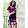 Ekouaer Nightgowns for Women Short Sleeve House Dress Pleated Night Gown(Purple Floral)