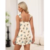 Ekouaer Pajama for Women Set 2 Piece Ruffle Cami Top and Shorts Pjs(Beige Butterfly)