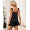 Ekouaer Pajama for Women Set 2 Piece Ruffle Cami Top and Shorts Pjs(Black)