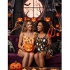 Ekouaer Pajama for Women Set 2 Piece Ruffle Cami Top and Shorts Pjs(Black-halloween)